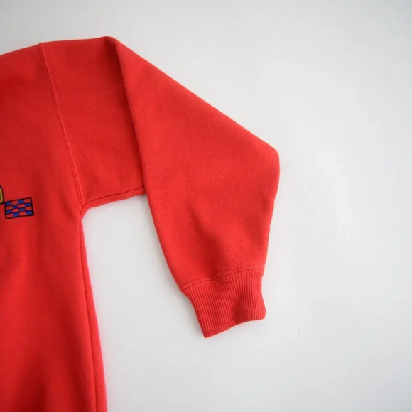 Vintage Magnet Red with Flags on Chest Mockneck Sweater M - Picture 5 of 10